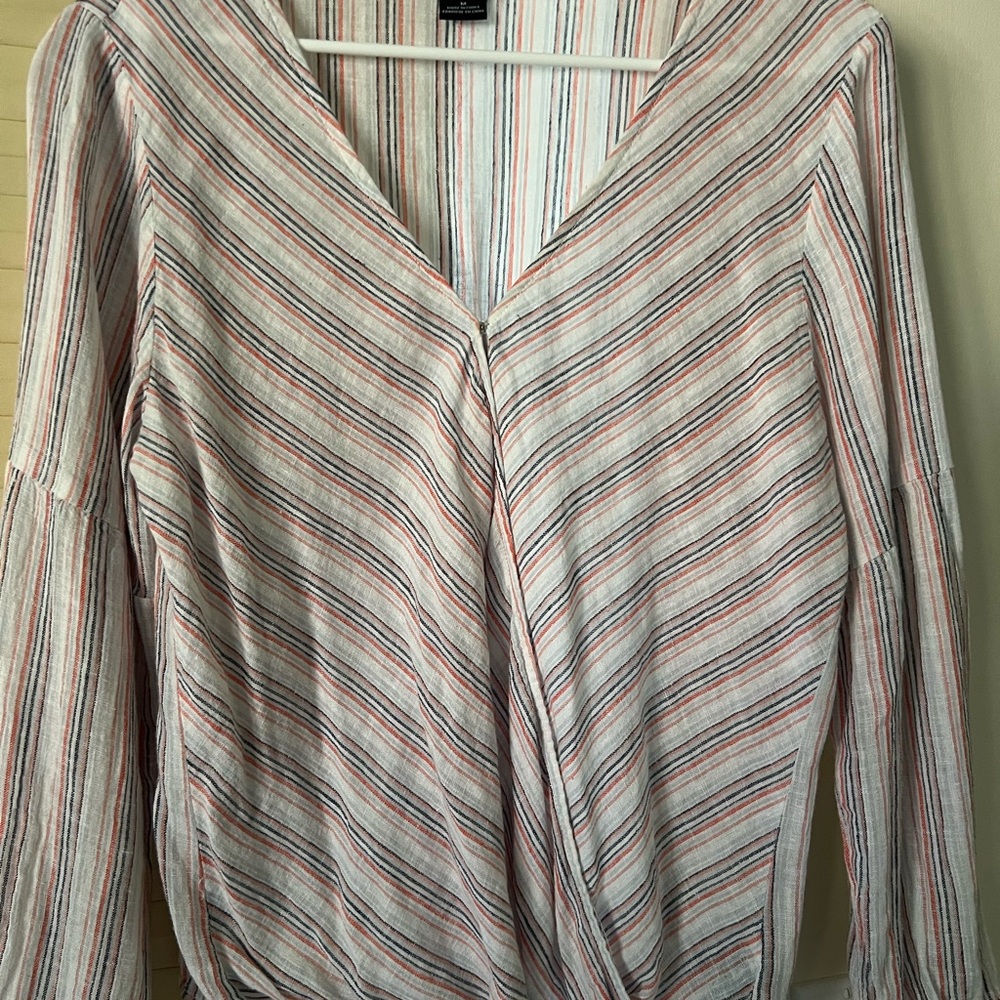 Sanctuary faux wrap Striped V-Neck Blouse